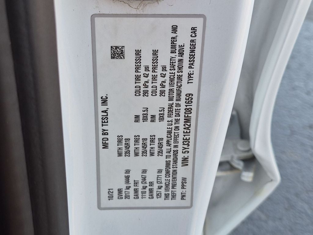 2021 Tesla Model 3 Standard Range Plus Rear-Wheel Drive