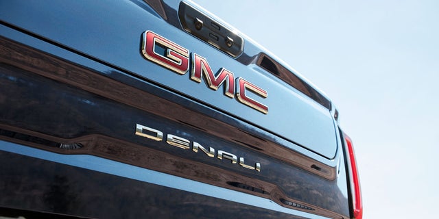 Close-up of the tailgate GMC Badging