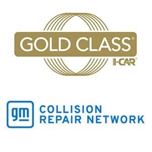 Gold Class I-Car and GM Collision Repair Network logos